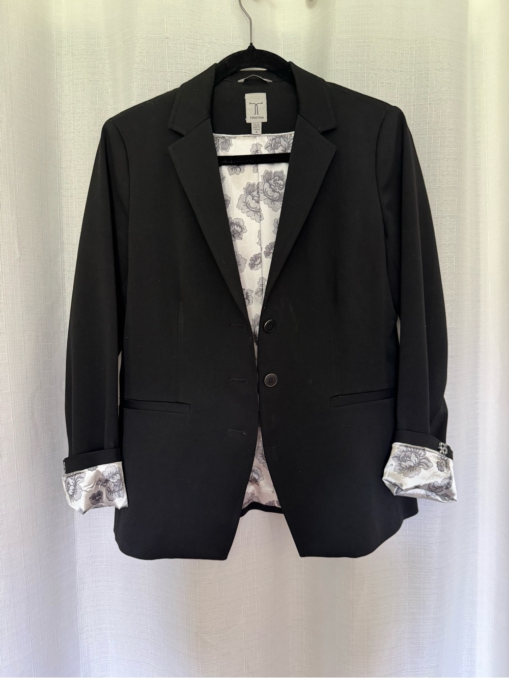 Tristan Black Blazer with Floral Lining